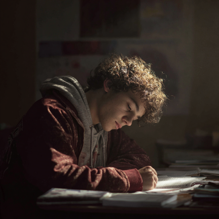 chłopak zdaje egzamin